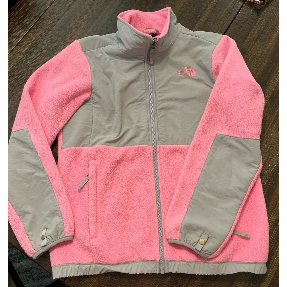 The North Face Girls Pink and Gray Fleece Jacket with full zipper - Size 14/16